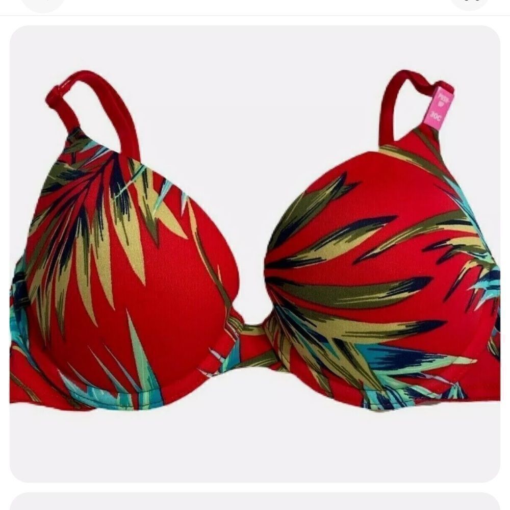 Victoria’s Secret Pink Wear everywhere Push Up Padded bra red palms 34D - Picture 8 of 8